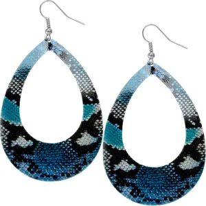 Blue Snakeskin Teardrop Earrings