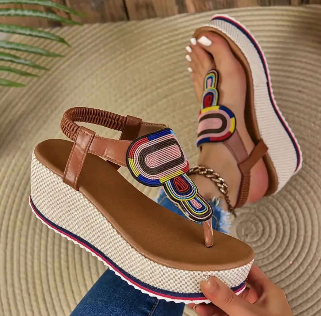 Boho Platform Sandals | Colorful & Trendy | Summer Statement Footwear