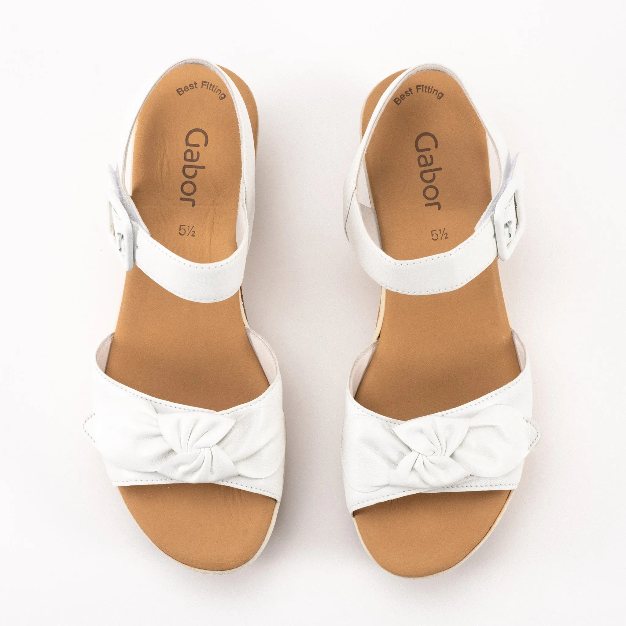 BOW WEDGE - WHITE - LEATHER