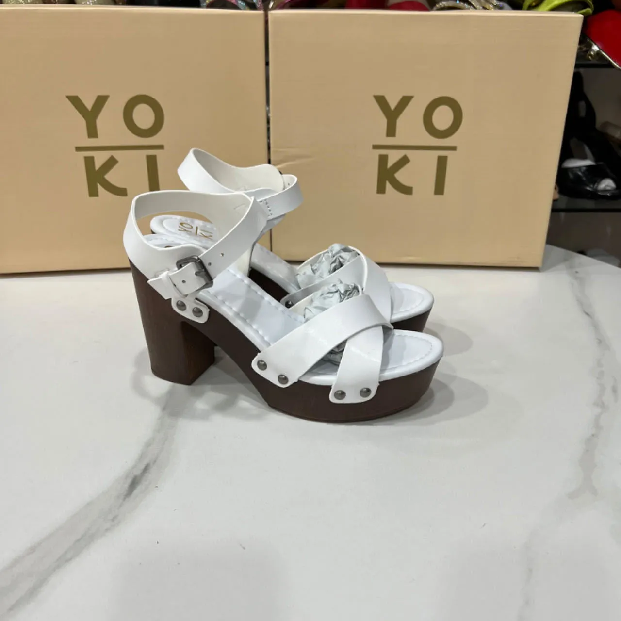 Buckle Chunky Heel Open Toe Sandals
