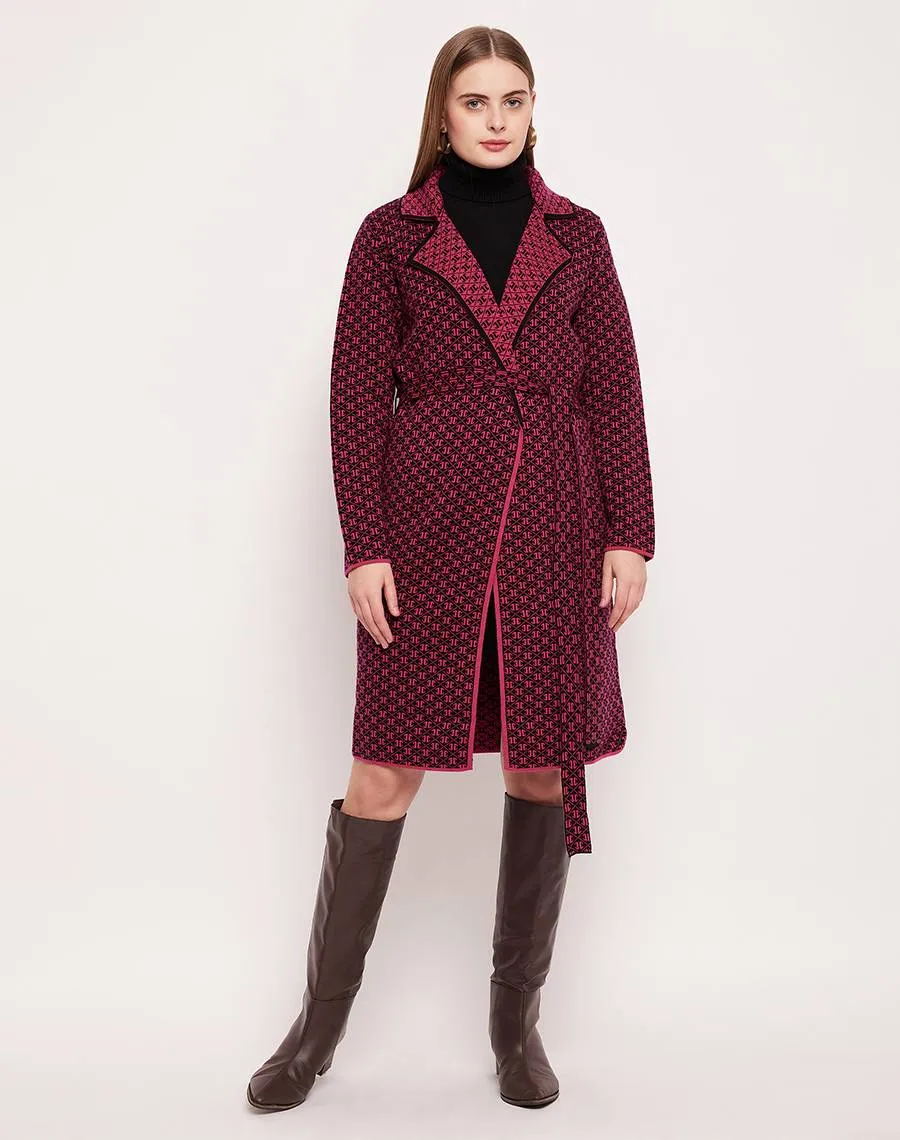 Camla Barcelona Logo Print Hot Pink Belted-Waist Shrug