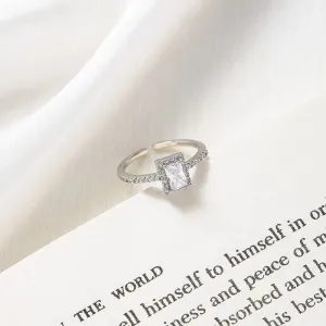 Chic Square Zircon Gold Open Rings Specifically Designed for Women