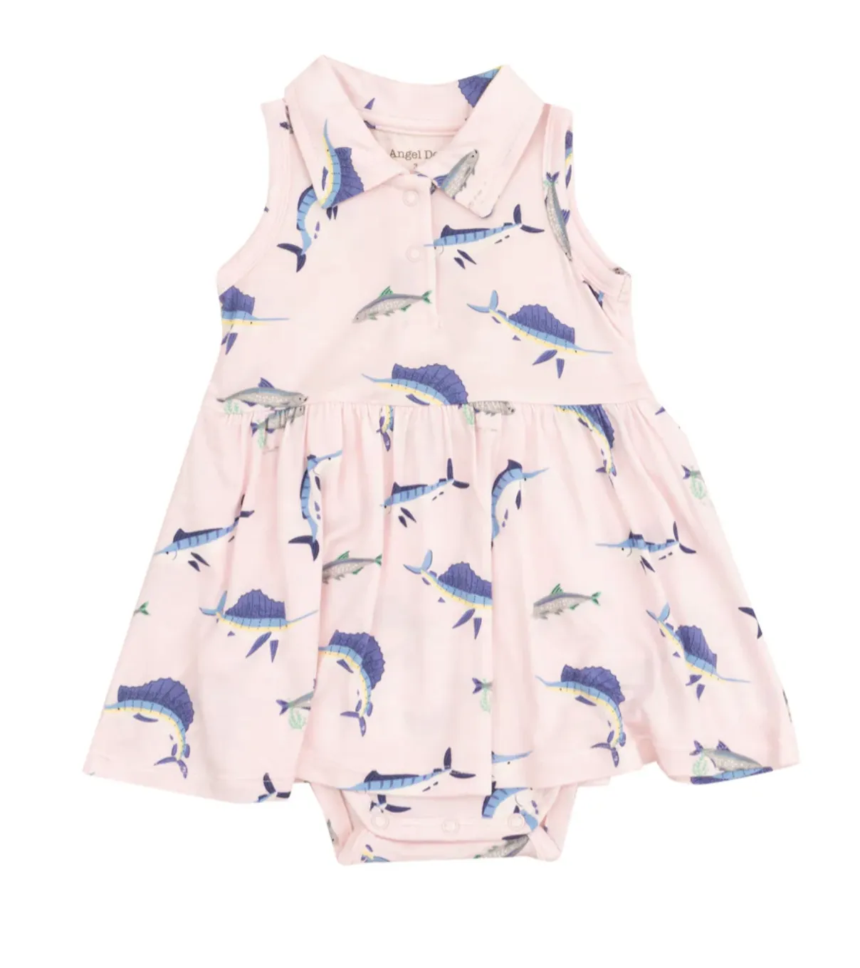 Deep Sea Fishing Pink Polo Collar Bodysuit Dress