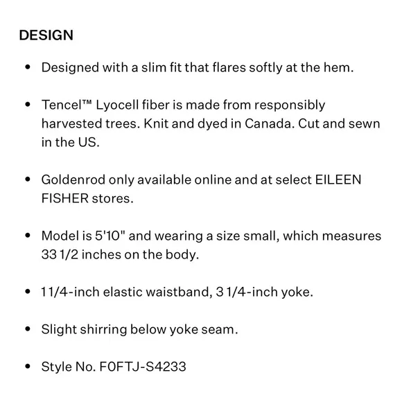 EILEEN FISHER L Fine Jersey Flare Skirt in Goldenrod • Yellow Gold Midi Length