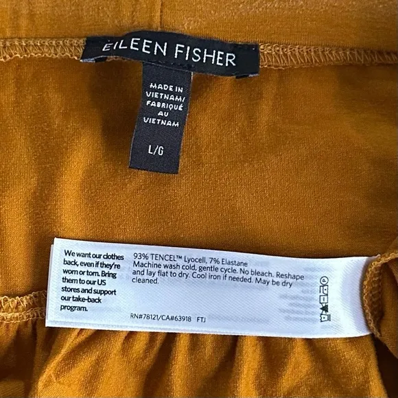 EILEEN FISHER L Fine Jersey Flare Skirt in Goldenrod • Yellow Gold Midi Length