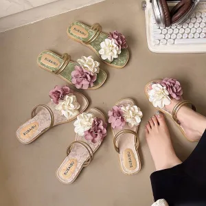 Elegant Floral Double-Strap Sandals