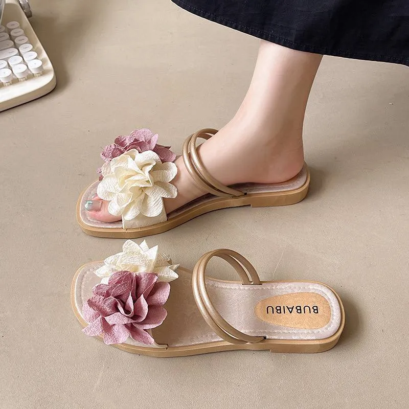 Elegant Floral Double-Strap Sandals
