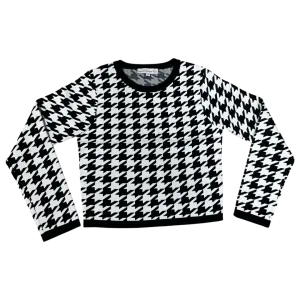 Everly Houndstooth Long Sleeve Top..