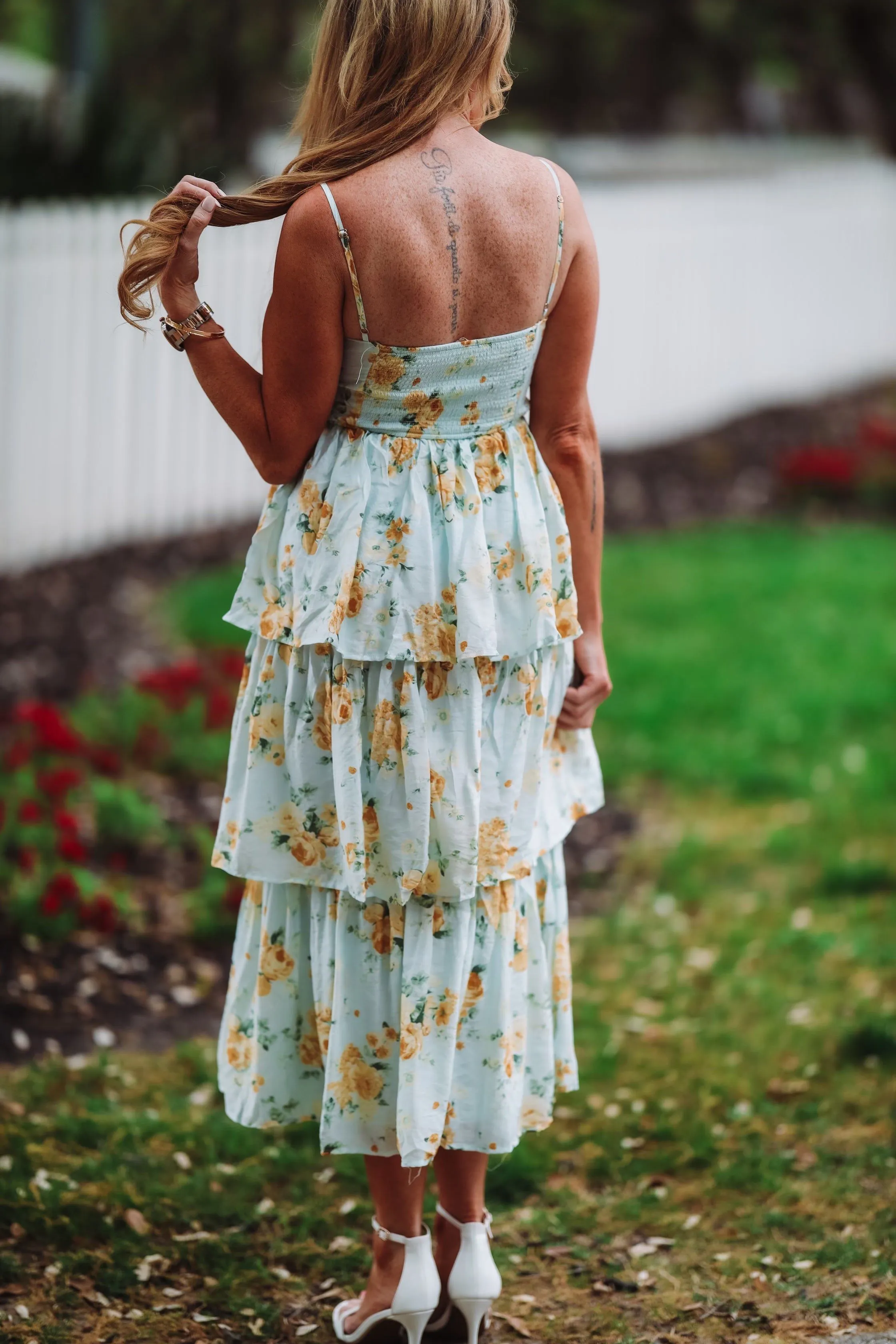 Feelings For You Midi Dress - Blue and Yellow