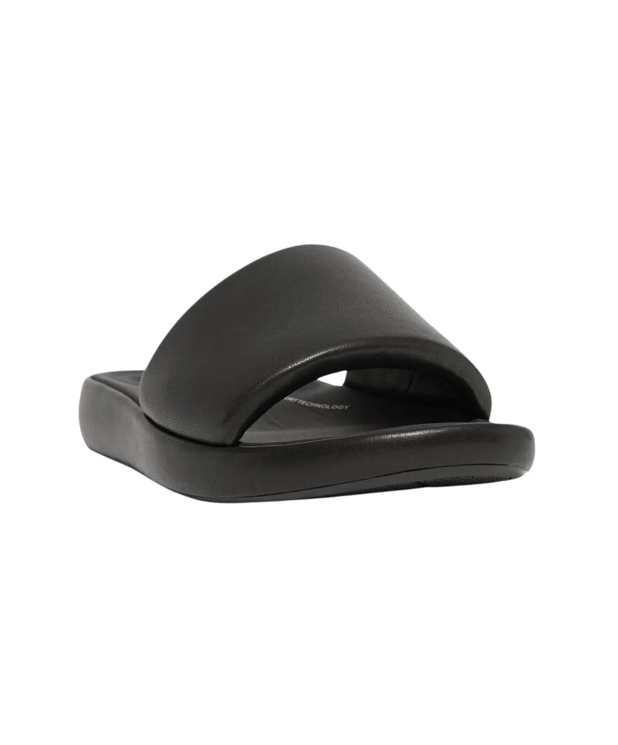FitFlop iQushion D-Luxe Padded Leather Slides Black