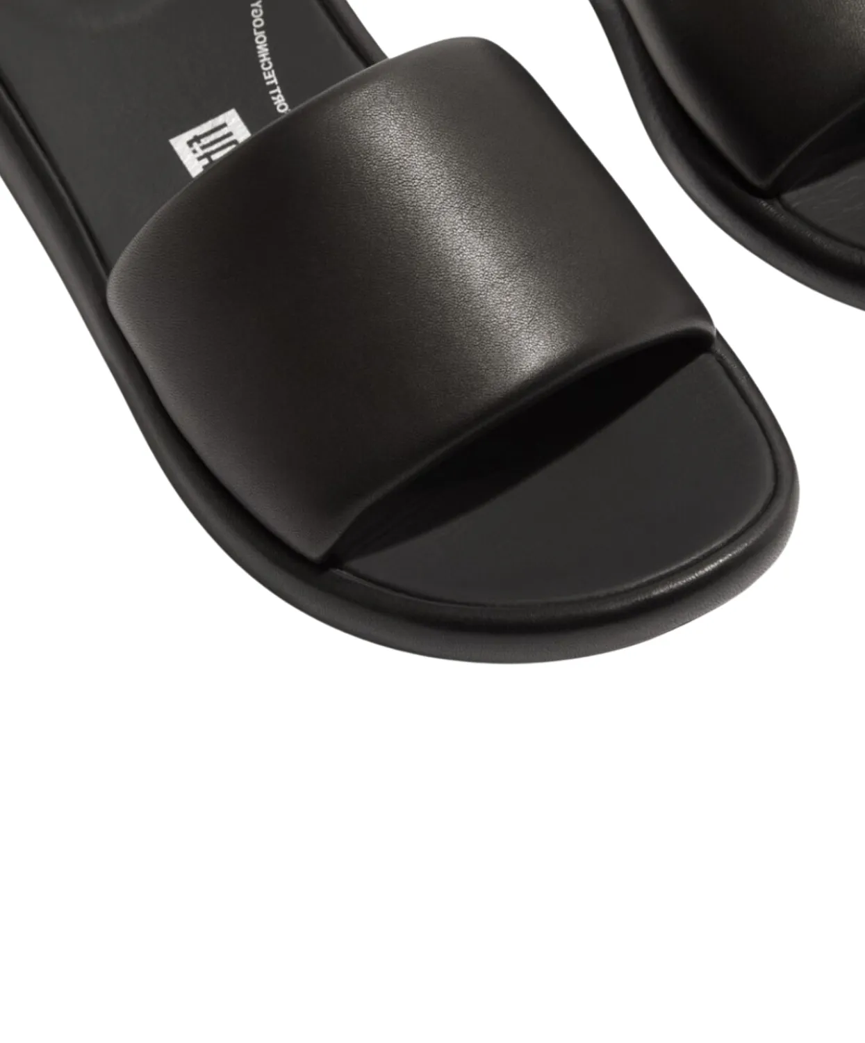 FitFlop iQushion D-Luxe Padded Leather Slides Black