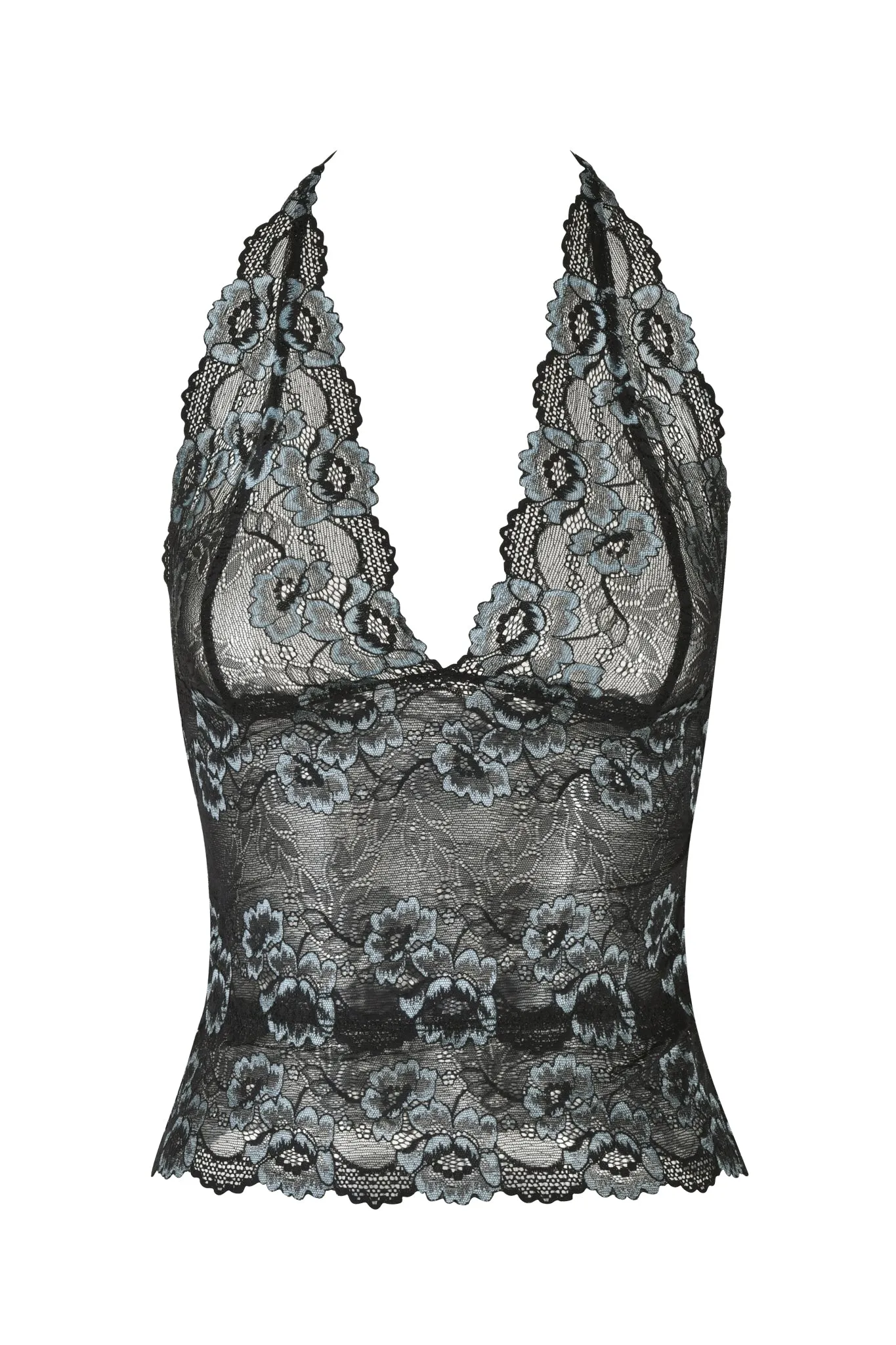 GEM HALTER TOP - BLACK : BLACK BLUE
