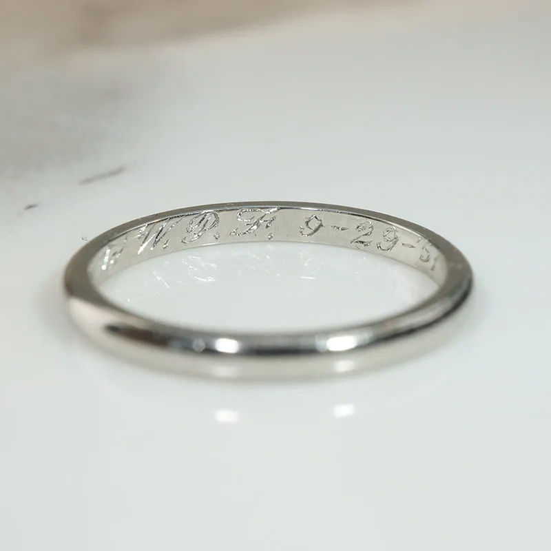Glossy Half-Round Size 6.5 Platinum Band