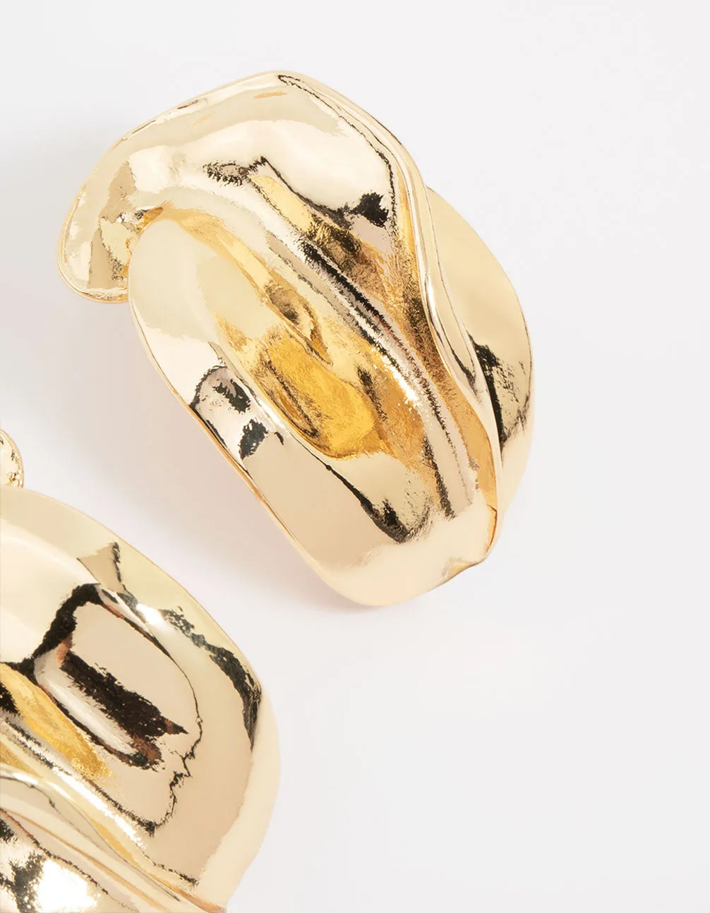 Gold Abstract Textured Stud Earrings