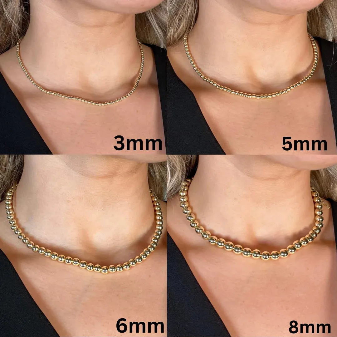 Gold Ball and Chain Necklace 3mm