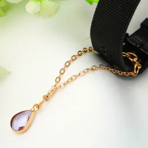 Gold Crystal Teardrop Chain Watch Charm