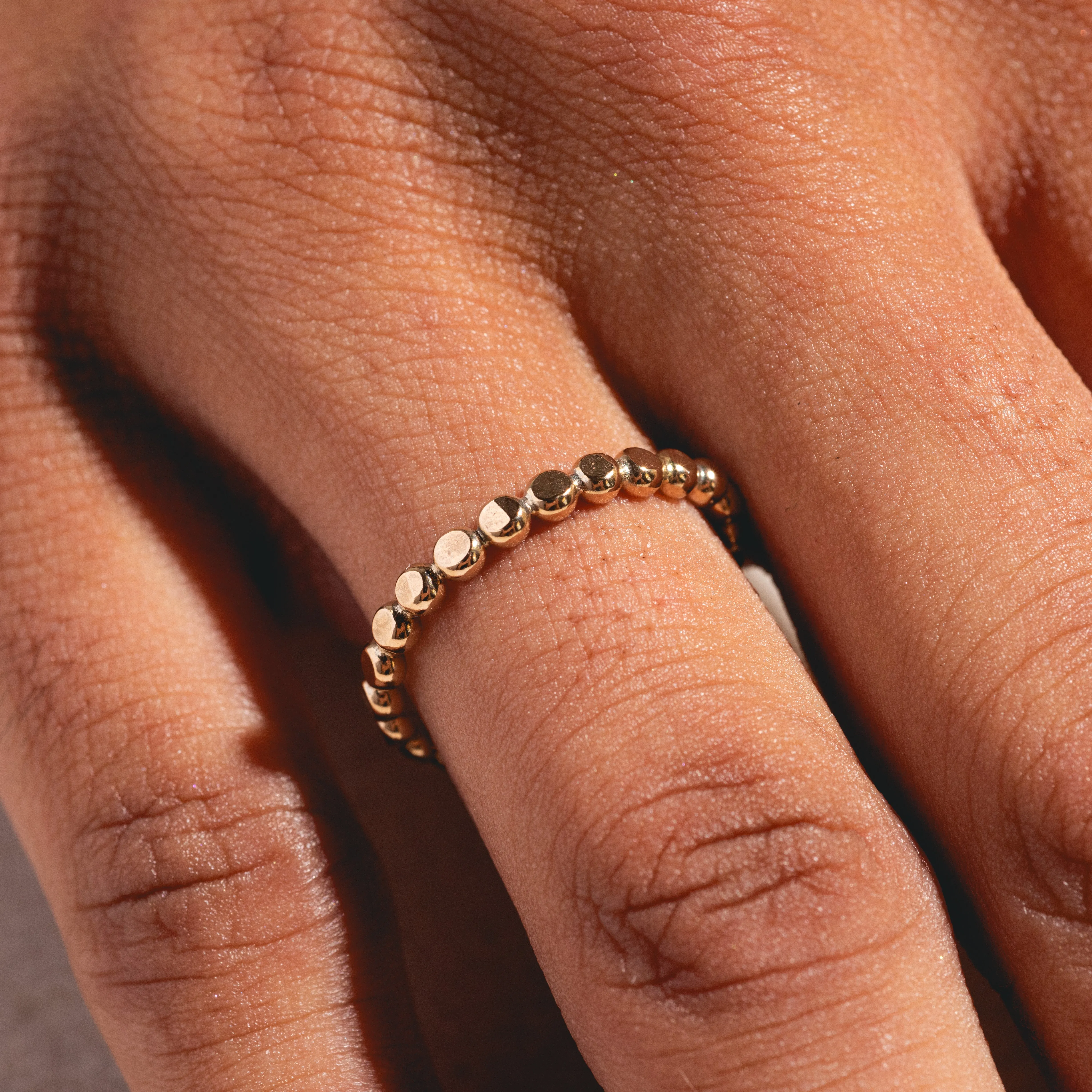 Gold Flat Ball Stacking Ring