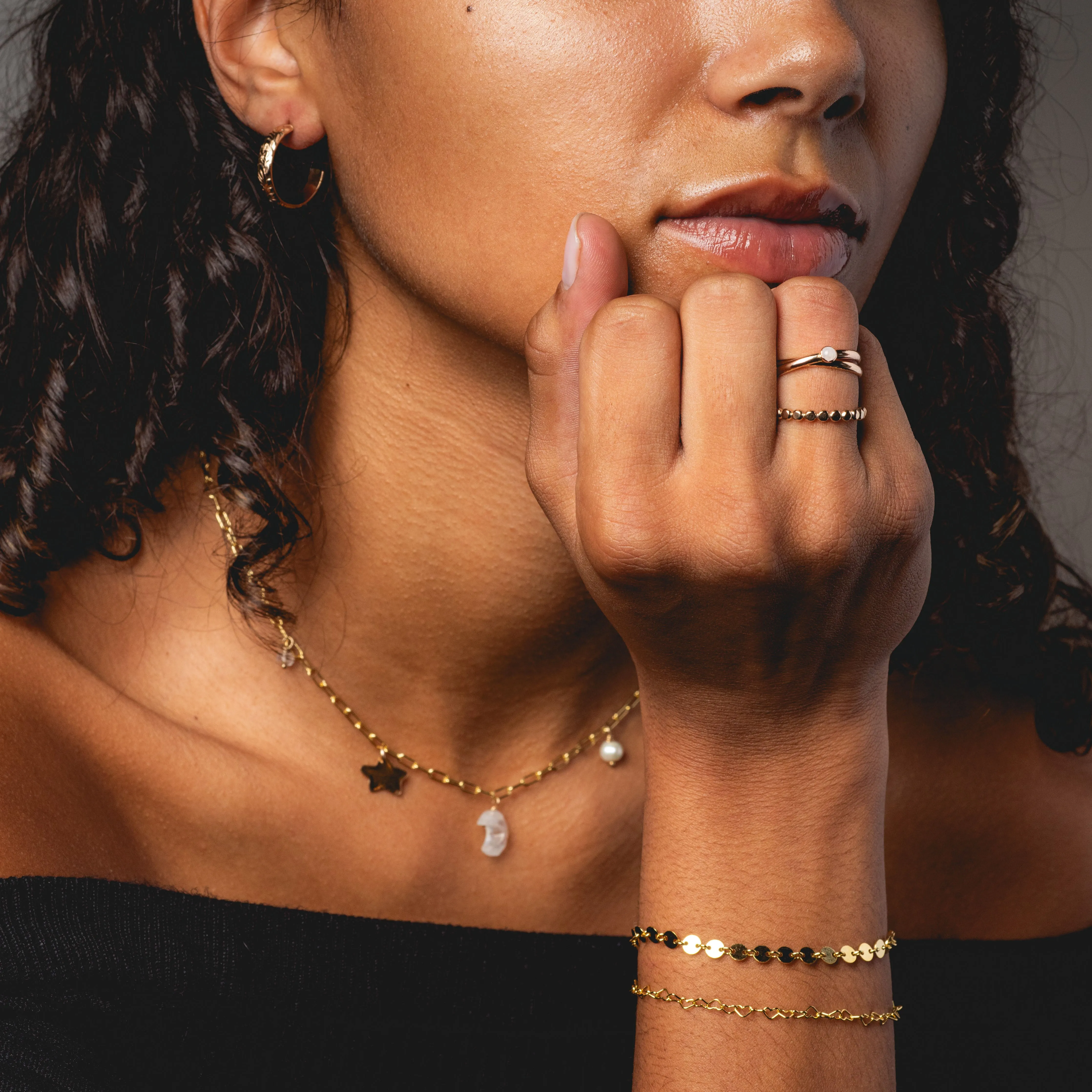 Gold Flat Ball Stacking Ring