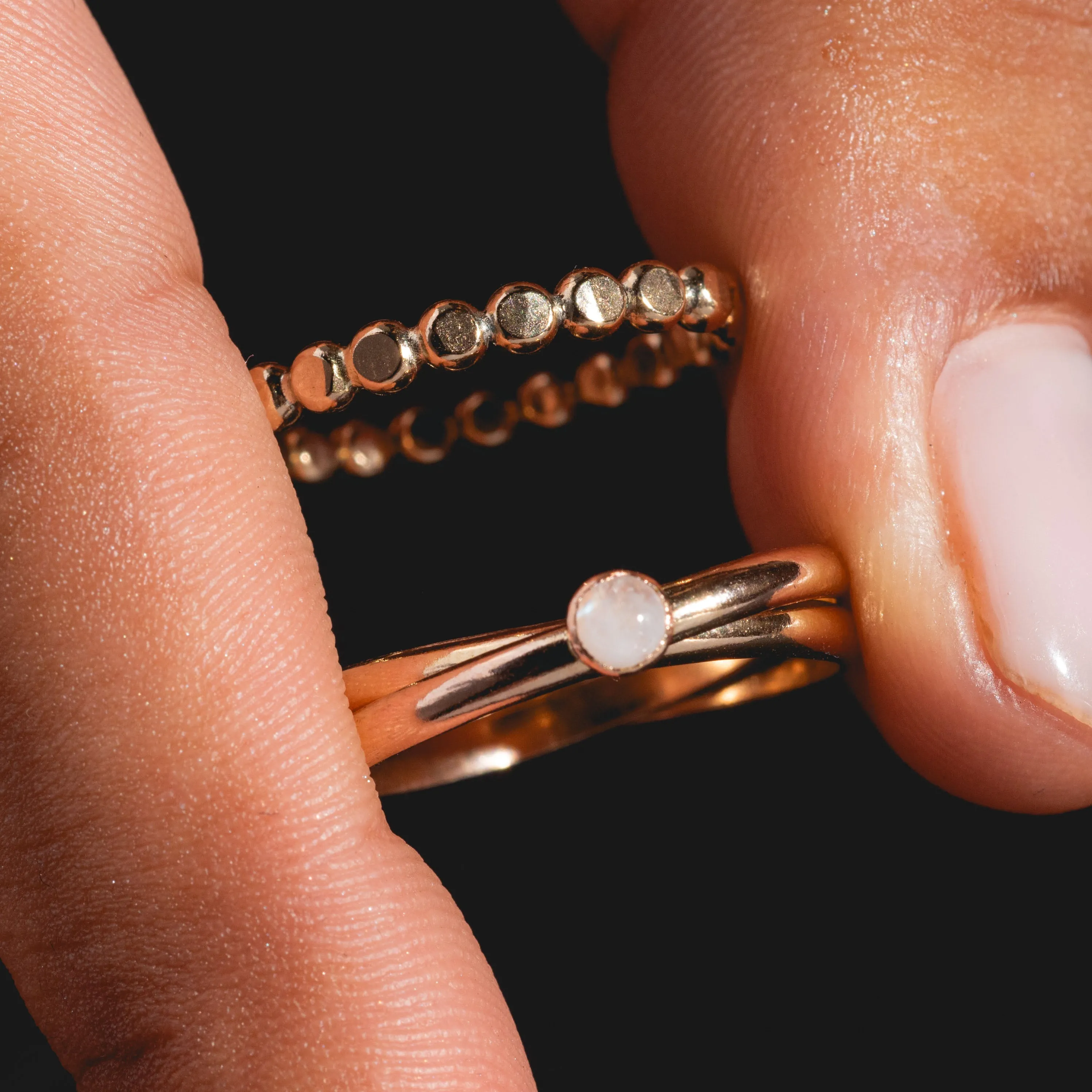 Gold Flat Ball Stacking Ring