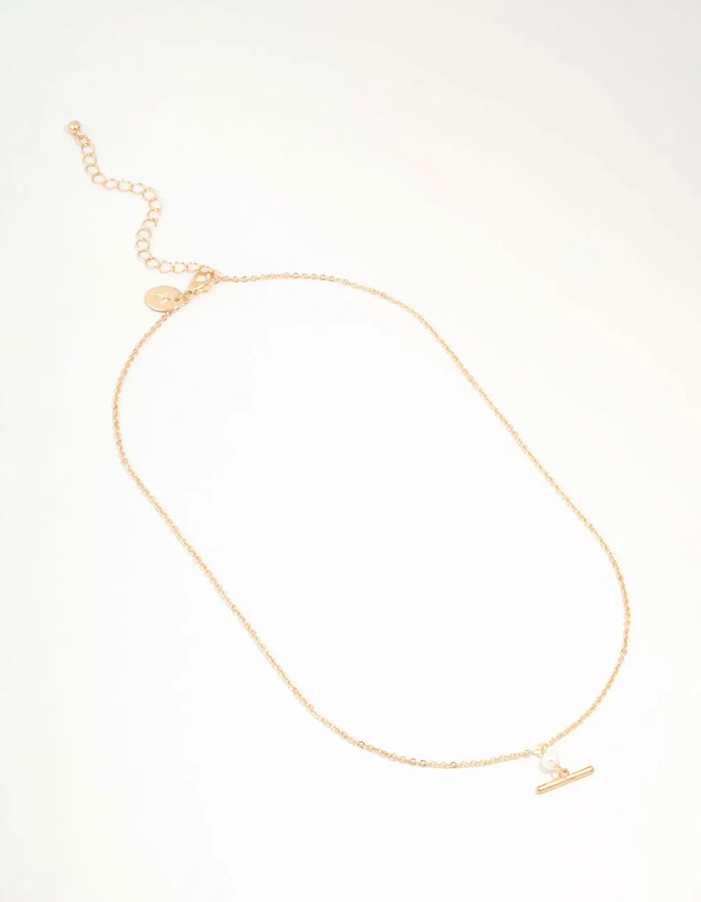 Gold Pearl & Fob Necklace