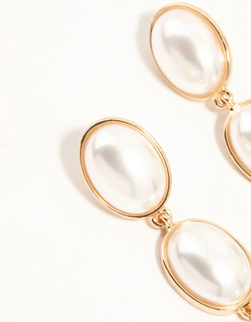 Gold Pearl Drop Earrings
