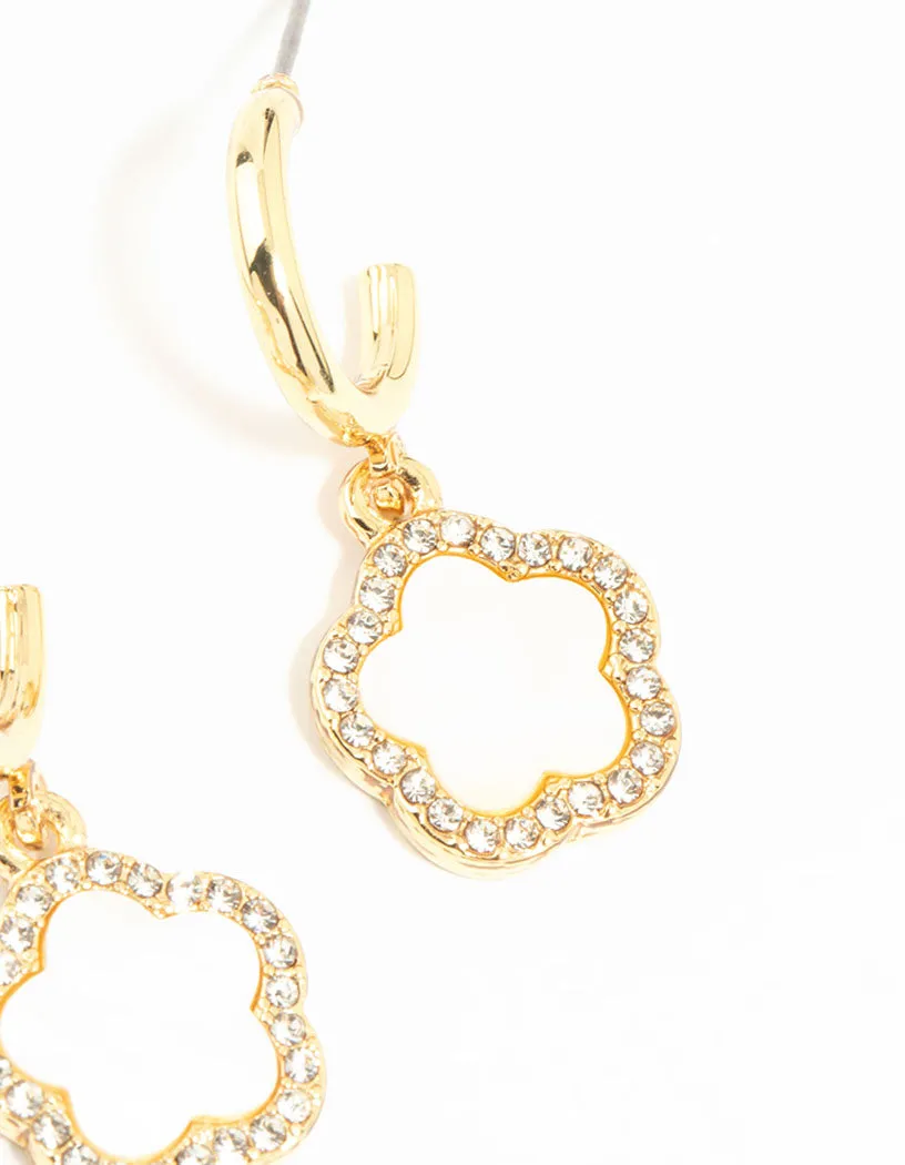 Gold Plated Flower Stud & Hoop Earrings 4-Pack
