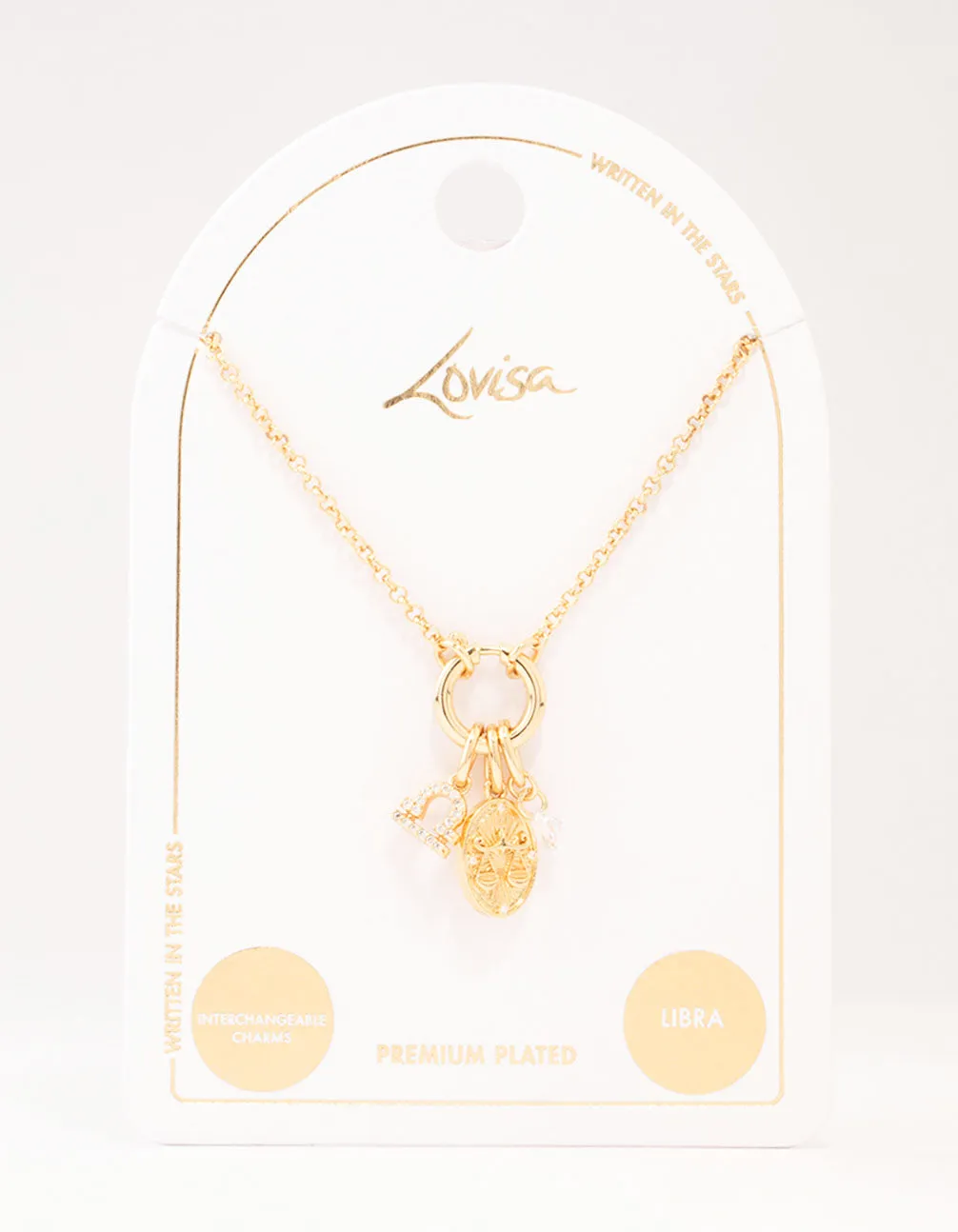 Gold Plated Libra Charm Necklace