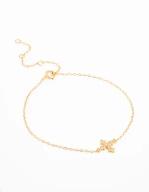 Gold Plated Sterling Silver Cross Bracelet