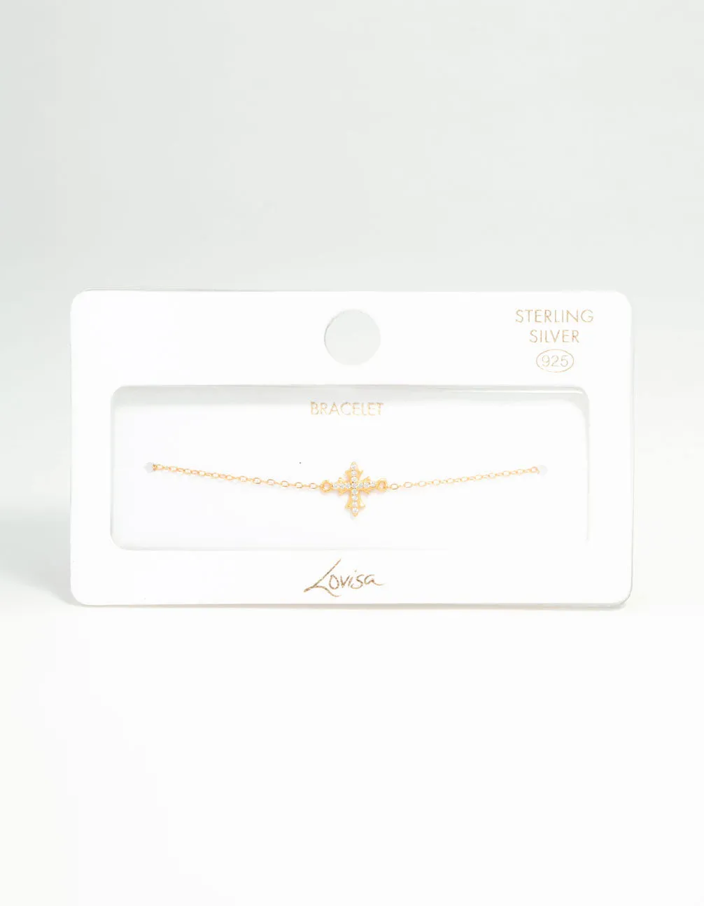 Gold Plated Sterling Silver Cross Bracelet