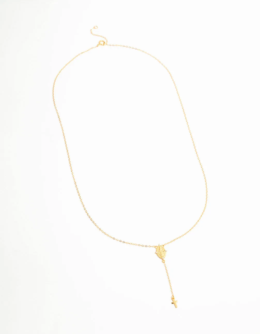 Gold Plated Sterling Silver Rosary Cross Necklace