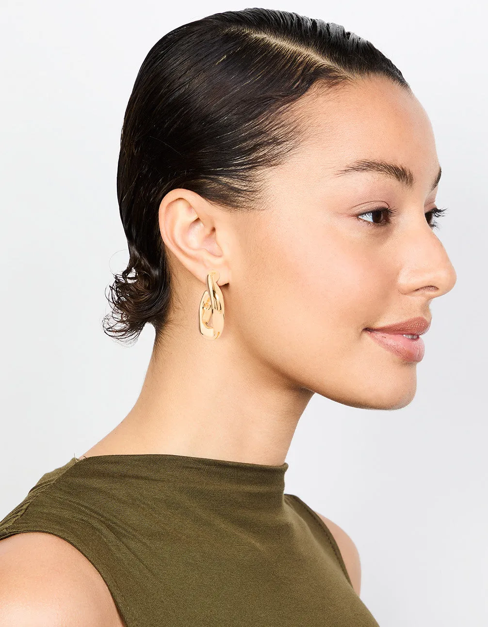 Gold Plated Twisted Wave Hoop Earrings