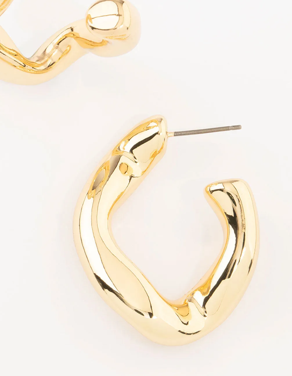 Gold Plated Twisted Wave Hoop Earrings