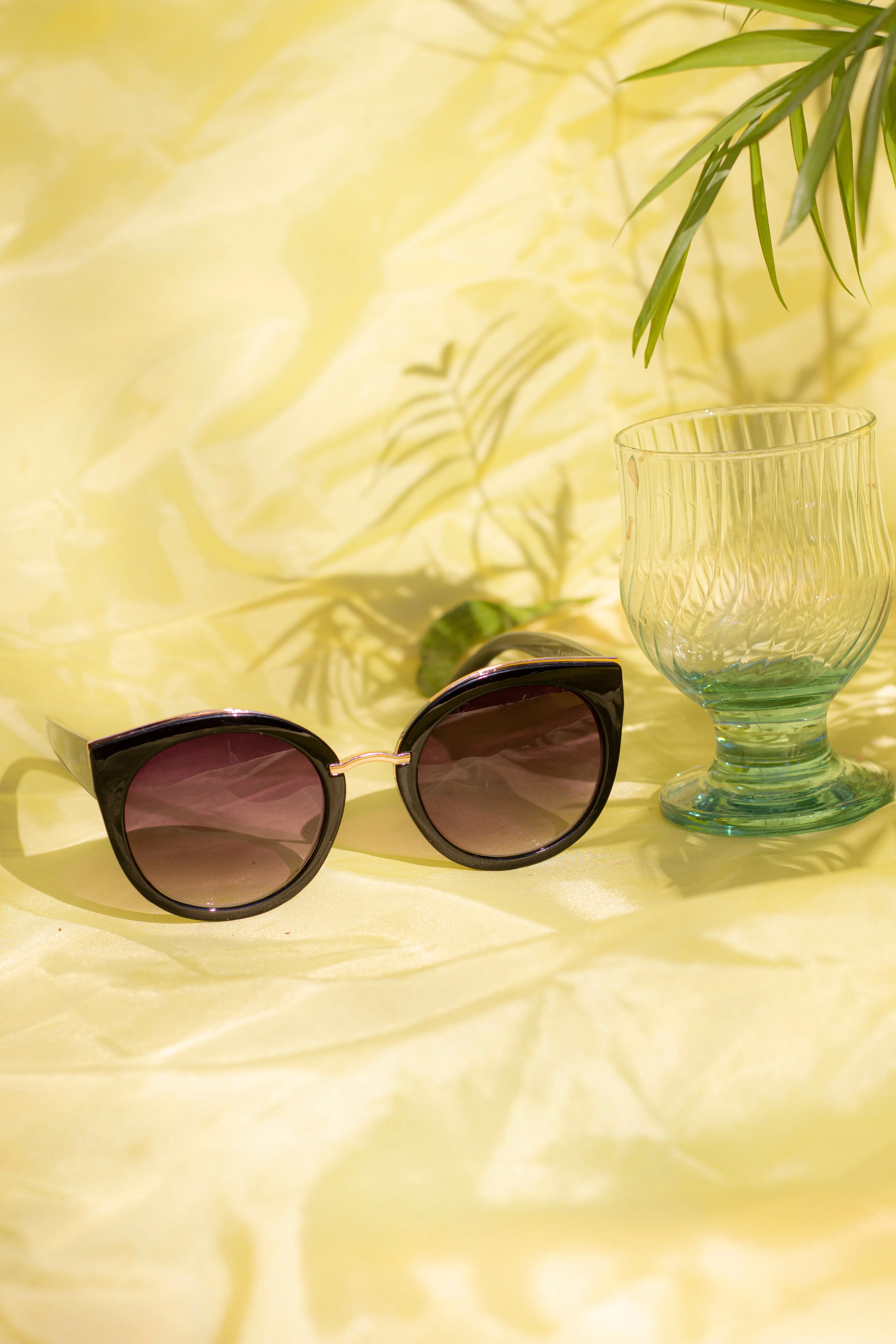 Gold Rim Cat Eye Sunglasses