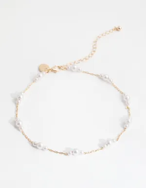 Gold Tripple Pearl Station Choker
