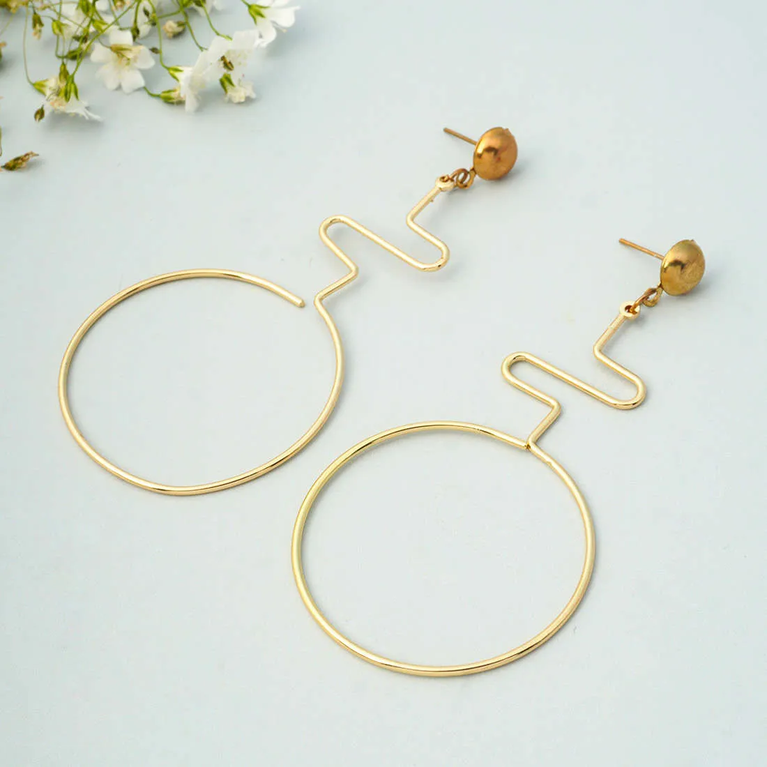 Gold Twisted Ring Danglers
