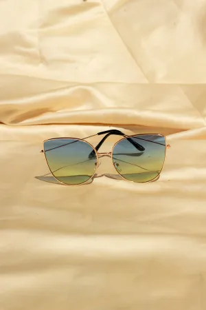 Gradient Tint Butterfly Wire Frame Cat Eye Sunglasses