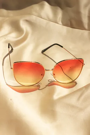 Gradient Tint Butterfly Wire Frame Cat Eye Sunglasses