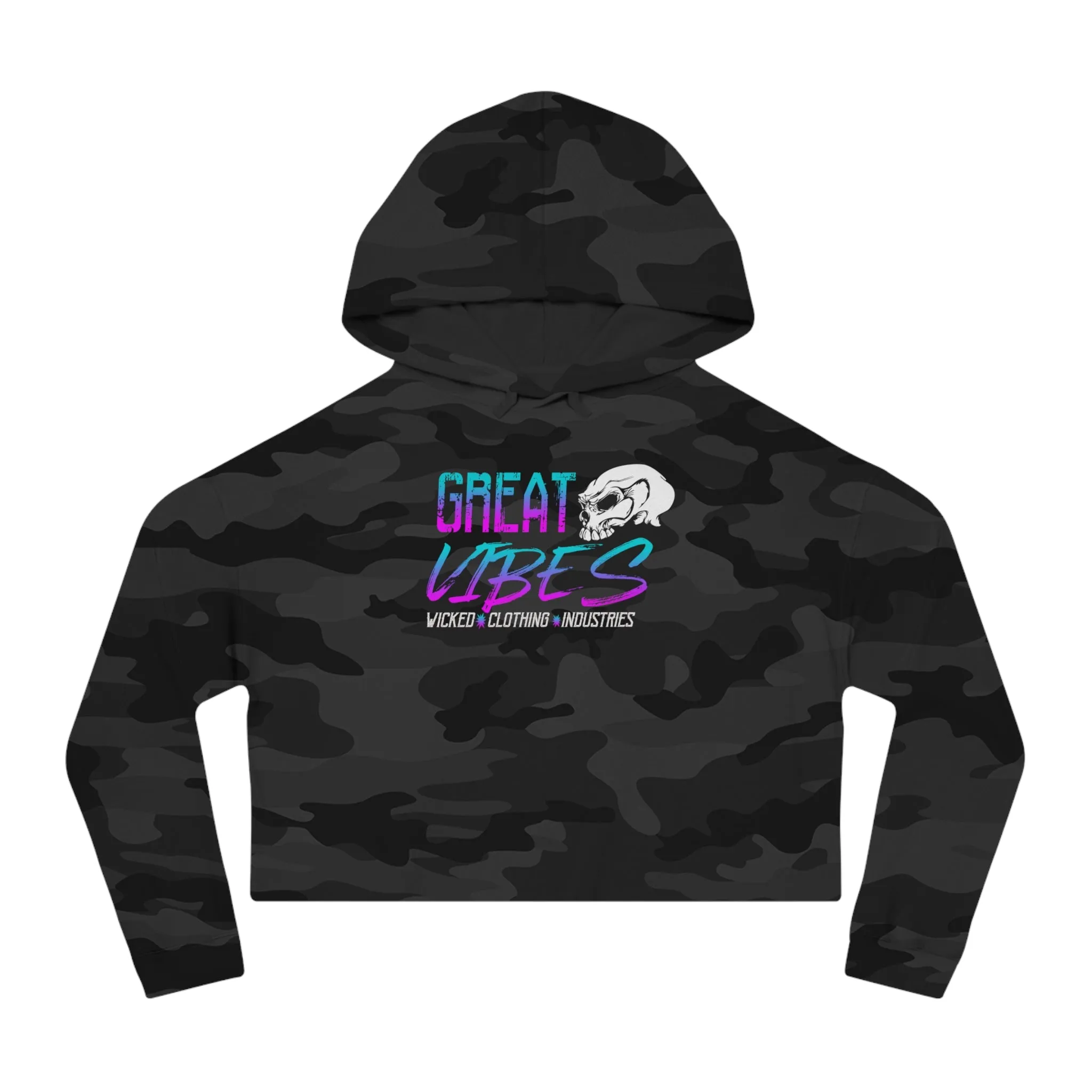 Great Vibes /Black Crop Top Hoodie