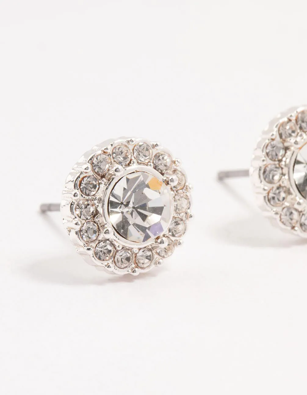 Halo Bohemia Czech Crystal Silver Stud Earrings