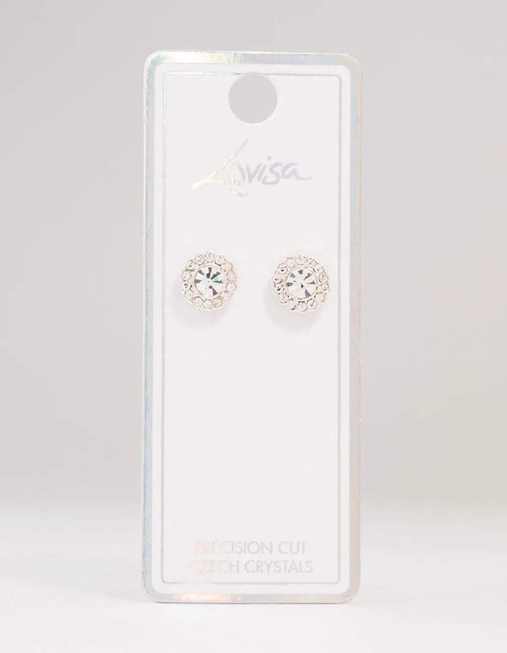 Halo Bohemia Czech Crystal Silver Stud Earrings