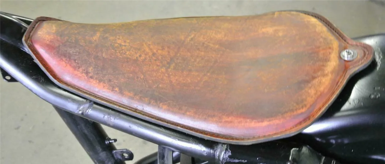 Harley Sportster 1982-2003 Brown Distressed Leather On The Frame Seat  Steel USA