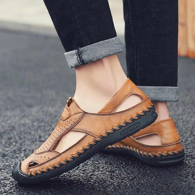 Herren Leder Sandalen Outdoor Qualität Sommer Casual Sandalen Männlich Römisch Gummisohle Männer Schuhe Sneakers Sandalen Männer