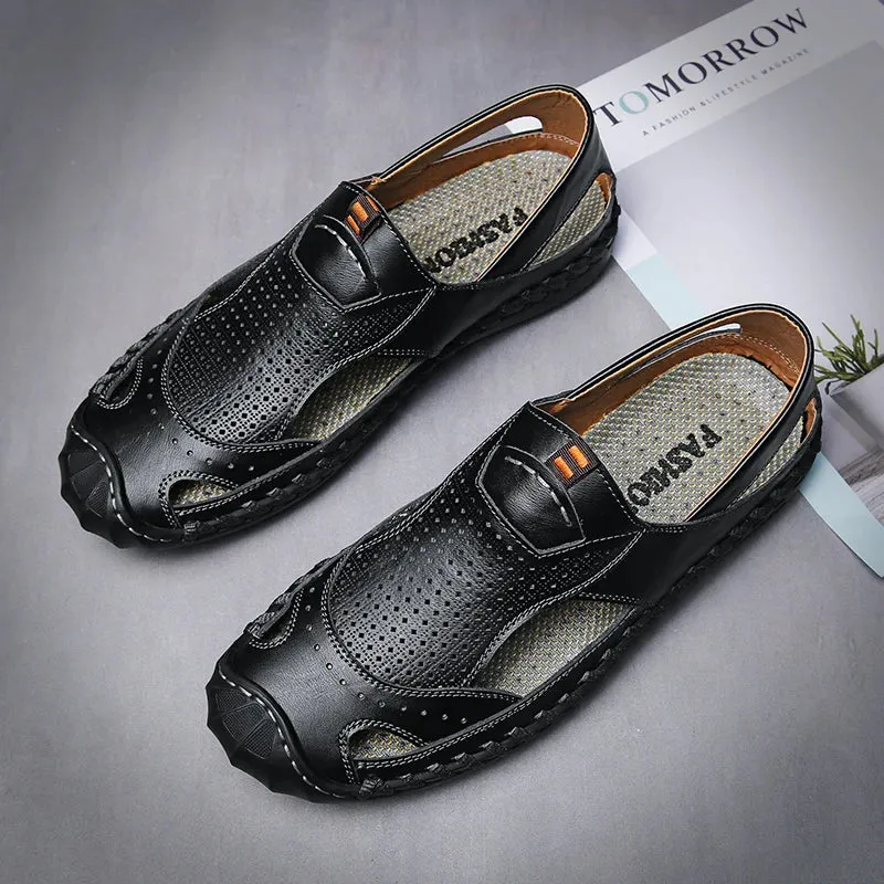 Herren Leder Sandalen Outdoor Qualität Sommer Casual Sandalen Männlich Römisch Gummisohle Männer Schuhe Sneakers Sandalen Männer