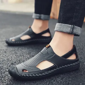 Herren Leder Sandalen Outdoor Qualität Sommer Casual Sandalen Männlich Römisch Gummisohle Männer Schuhe Sneakers Sandalen Männer