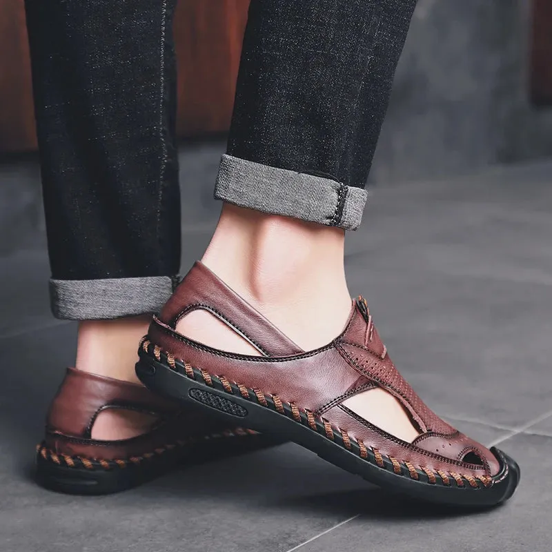 Herren Leder Sandalen Outdoor Qualität Sommer Casual Sandalen Männlich Römisch Gummisohle Männer Schuhe Sneakers Sandalen Männer
