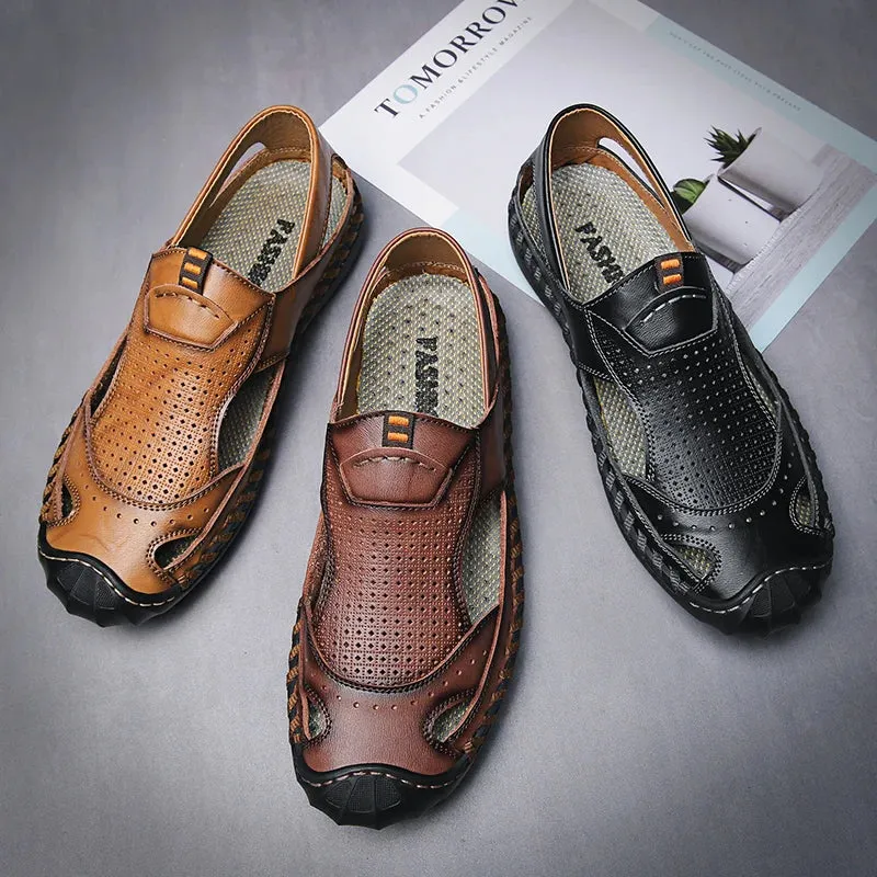 Herren Leder Sandalen Outdoor Qualität Sommer Casual Sandalen Männlich Römisch Gummisohle Männer Schuhe Sneakers Sandalen Männer