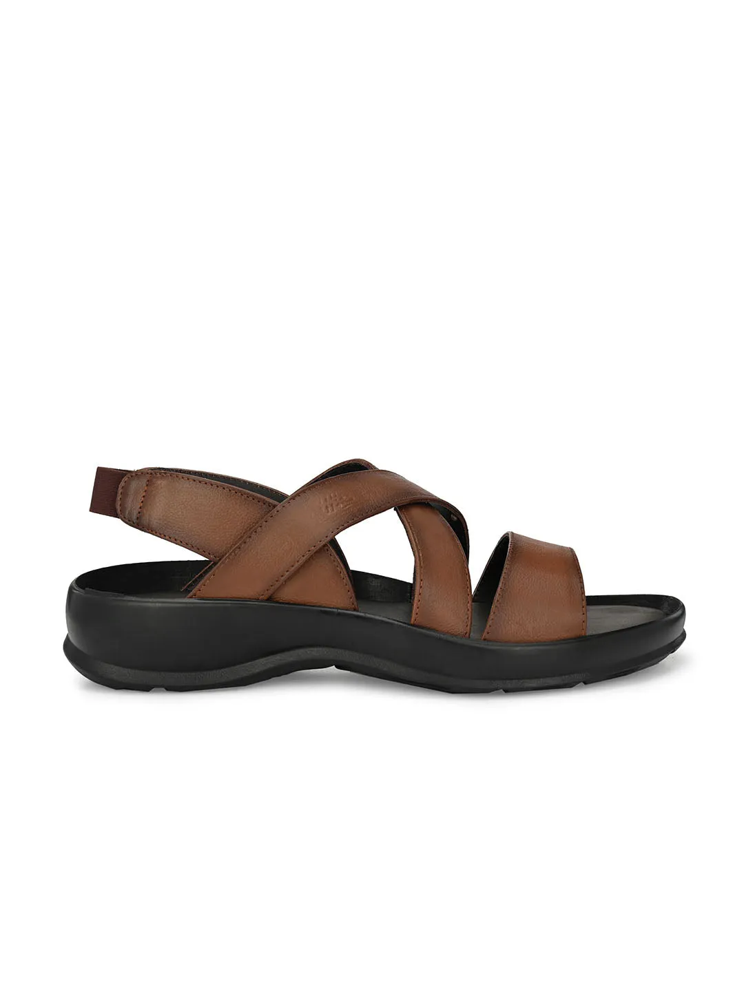 Hitz Men's Tan Leather Open Toe Slip-On Comfort Sandals