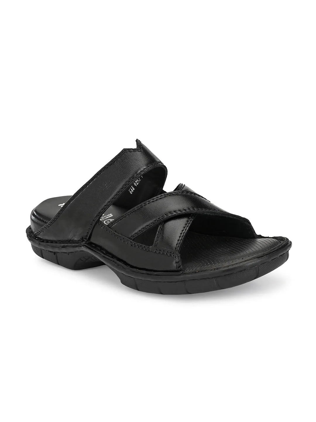 HITZ9252 Men's Black Leather Daily Wear Open Slipper