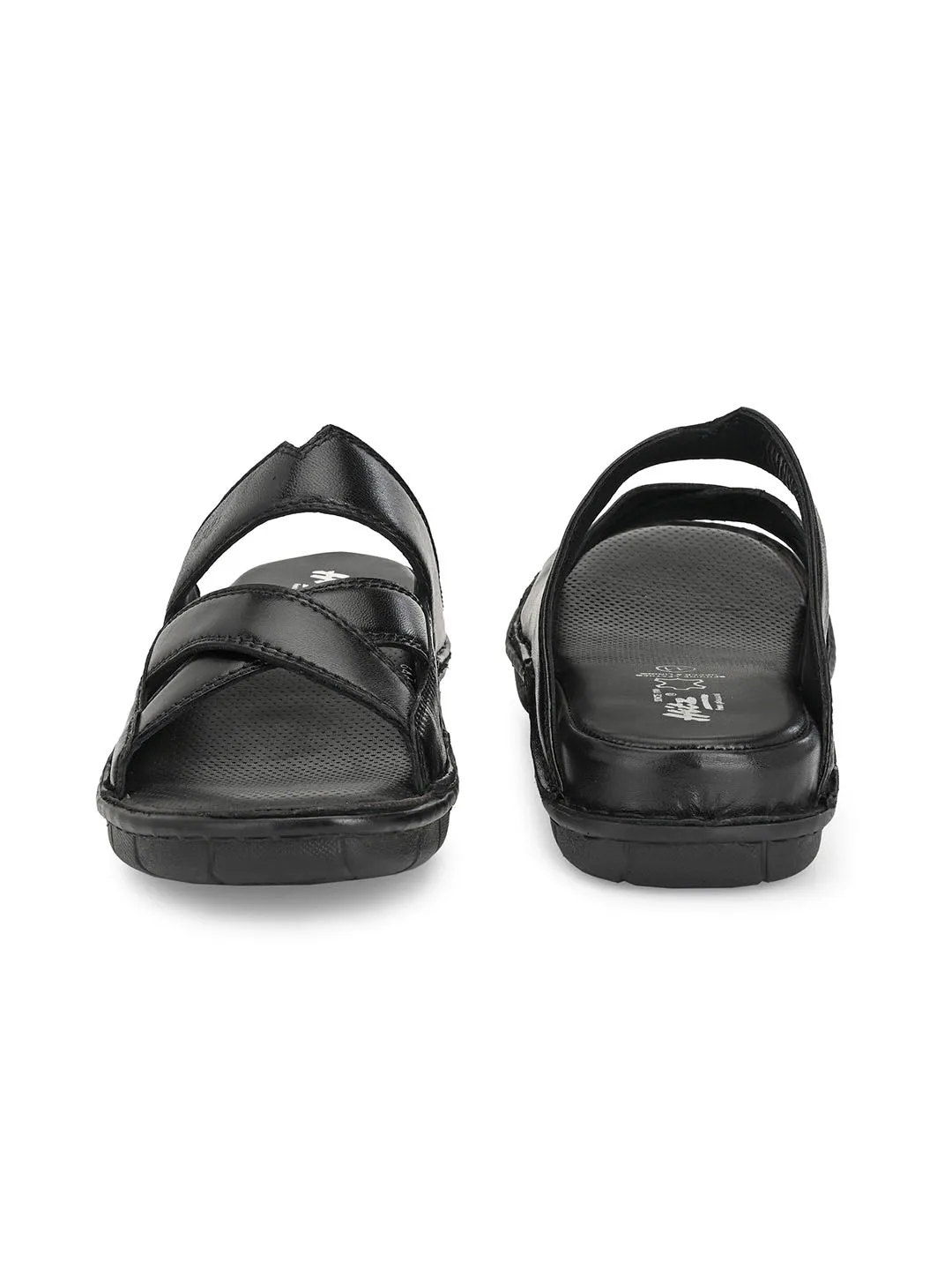 HITZ9252 Men's Black Leather Daily Wear Open Slipper