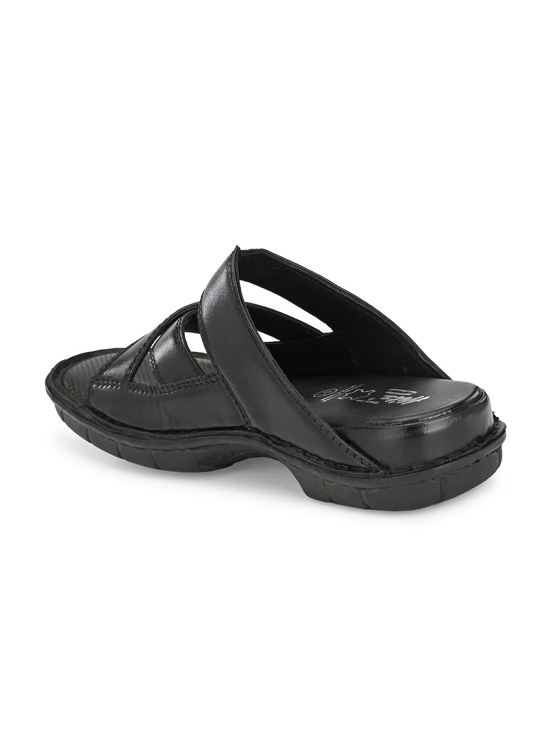 HITZ9252 Men's Black Leather Daily Wear Open Slipper